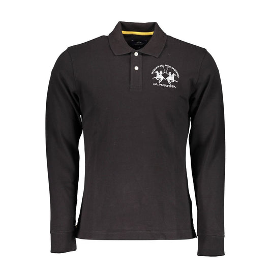 La Martina Elegant Long Sleeved Black Polo for Men