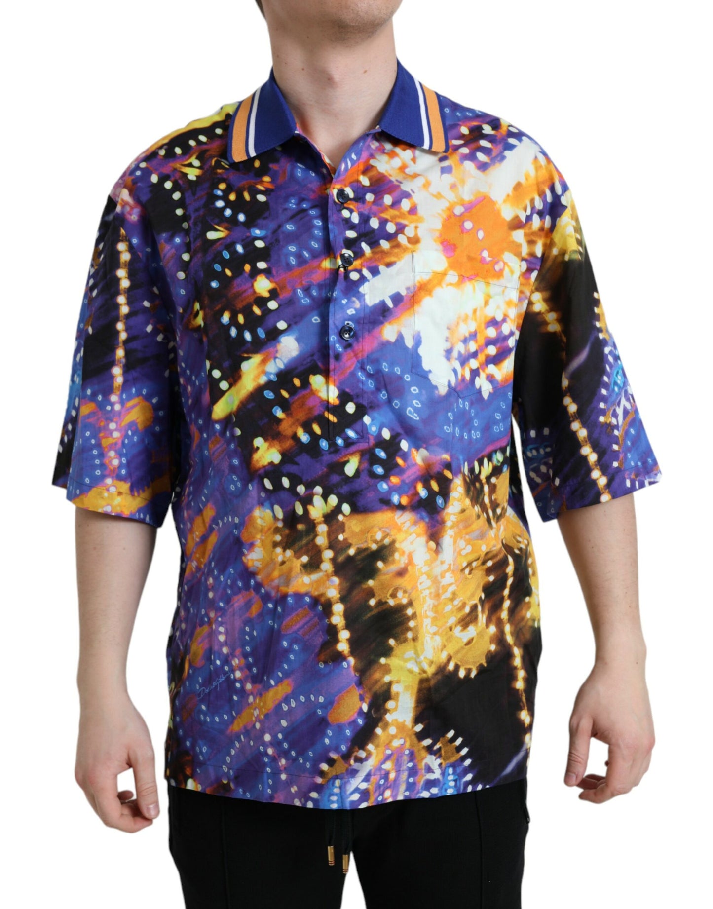 Dolce & Gabbana Multicolor Luminarie Print Cotton Casual Shirt