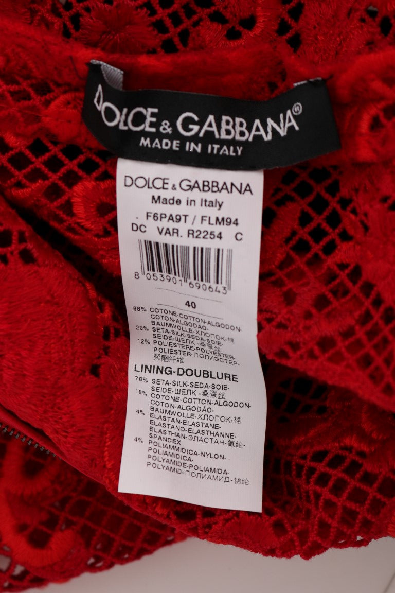 Dolce & Gabbana Elegant Red Sheath Dress with Silk Bow Belt