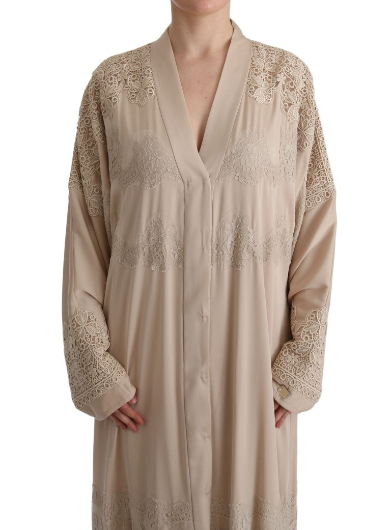 Dolce & Gabbana Elegant Beige Cape Kaftan Dress