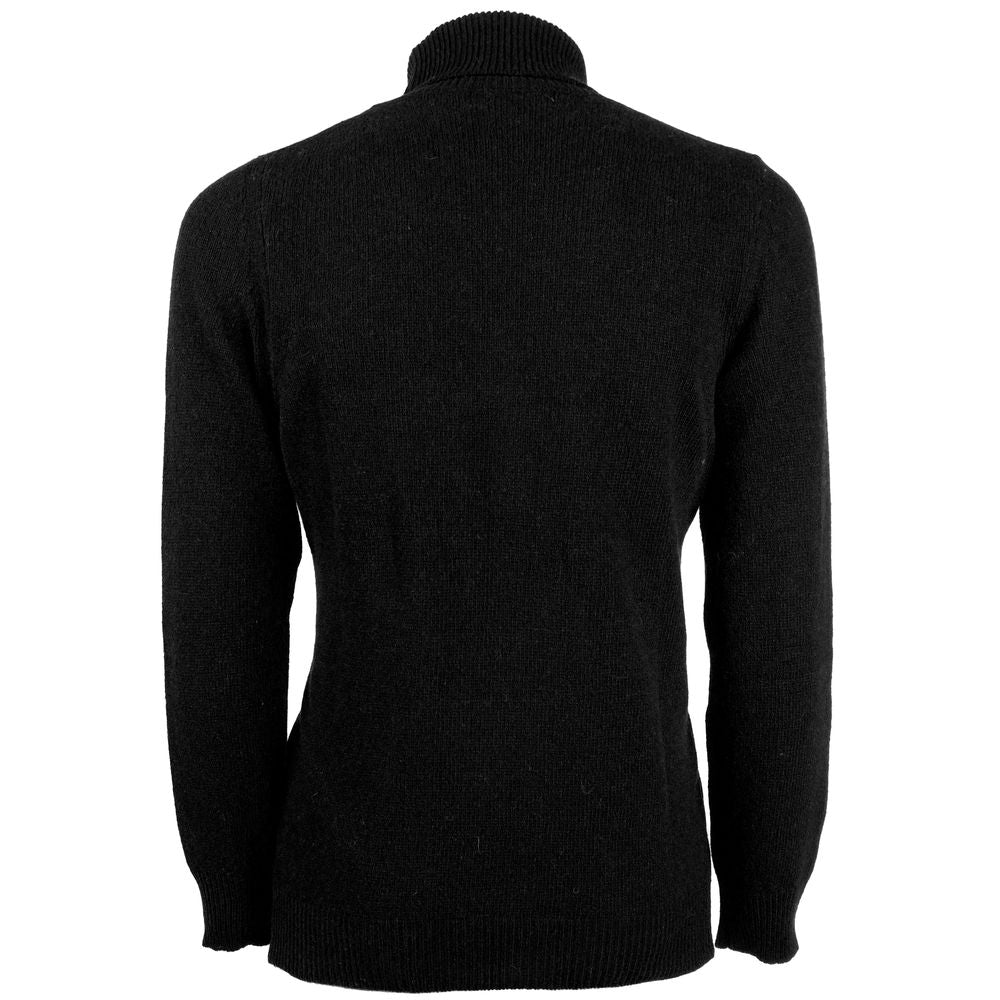 Emilio Romanelli Black Cashmere Men's Turtleneck Sweater