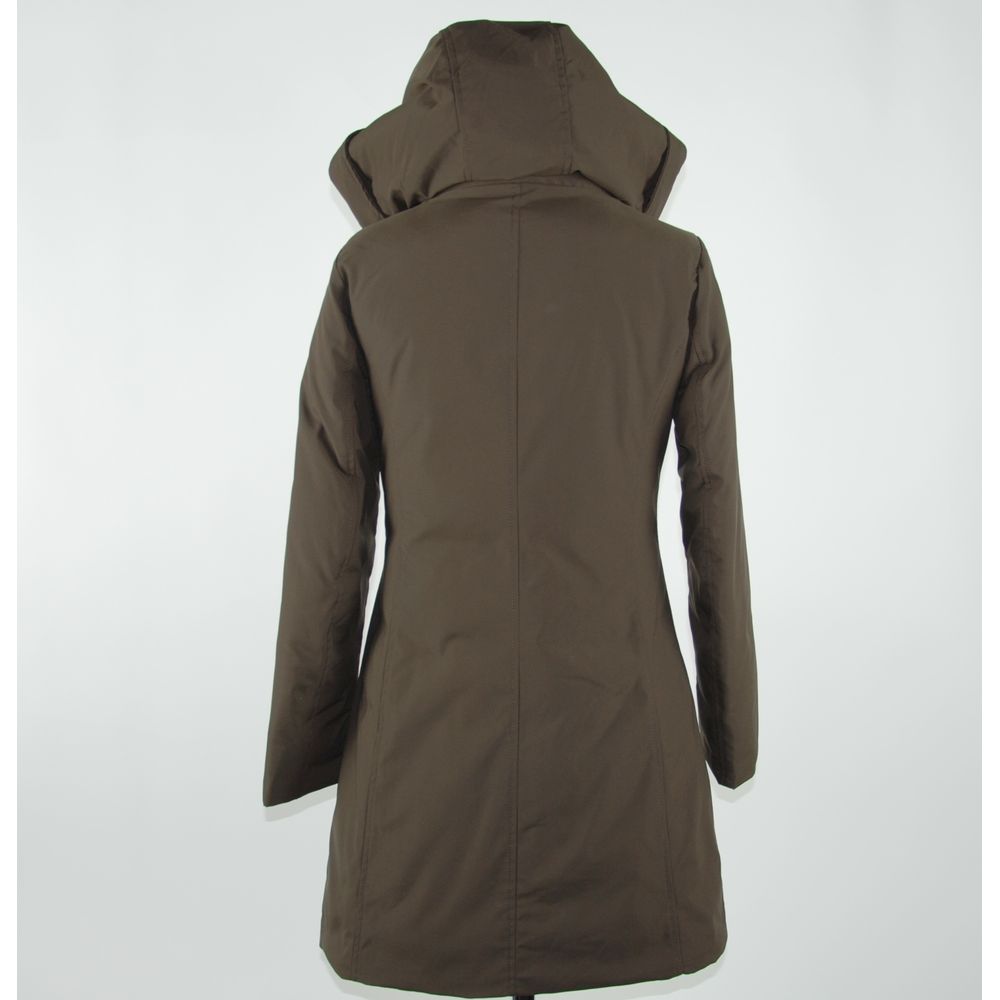 Emilio Romanelli Elegant Brown Polygon Jacket with Hood