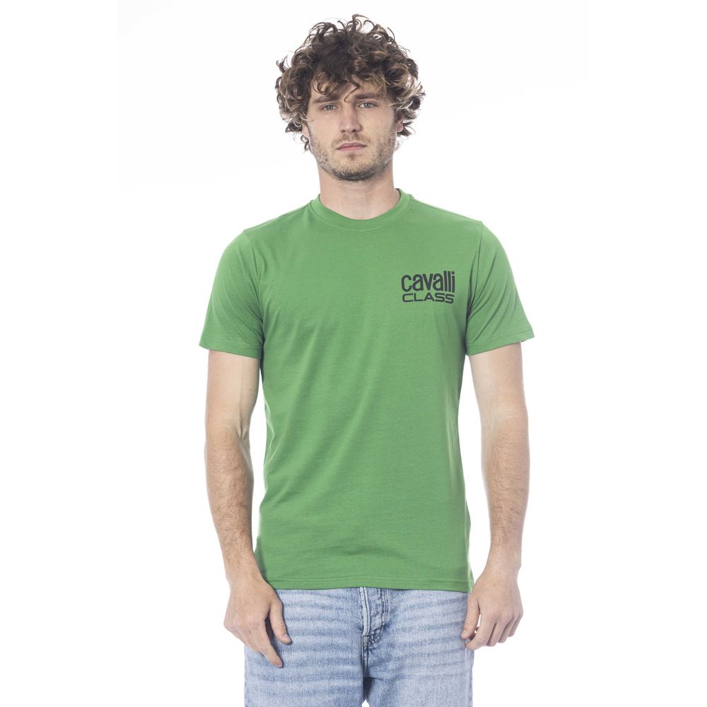 Cavalli Class Green Cotton Men T-Shirt