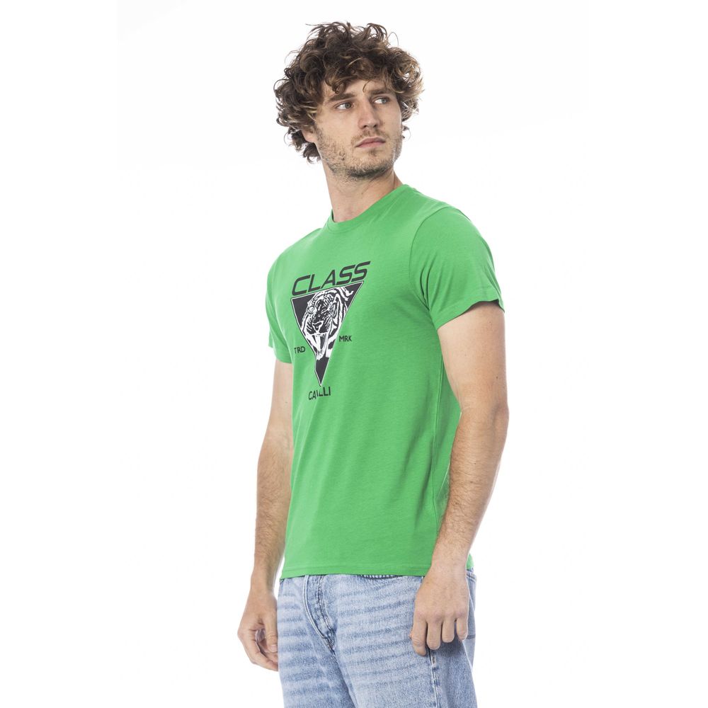 Cavalli Class Green Cotton Men T-Shirt