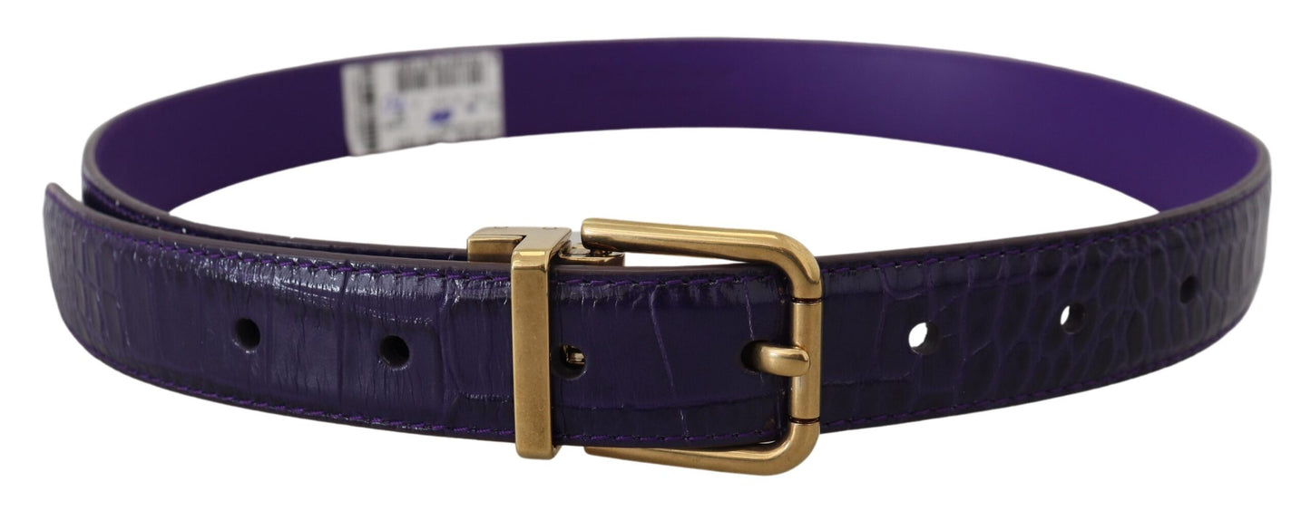 Dolce & Gabbana Purple Exotic Leather Gold Metal Buckle Belt