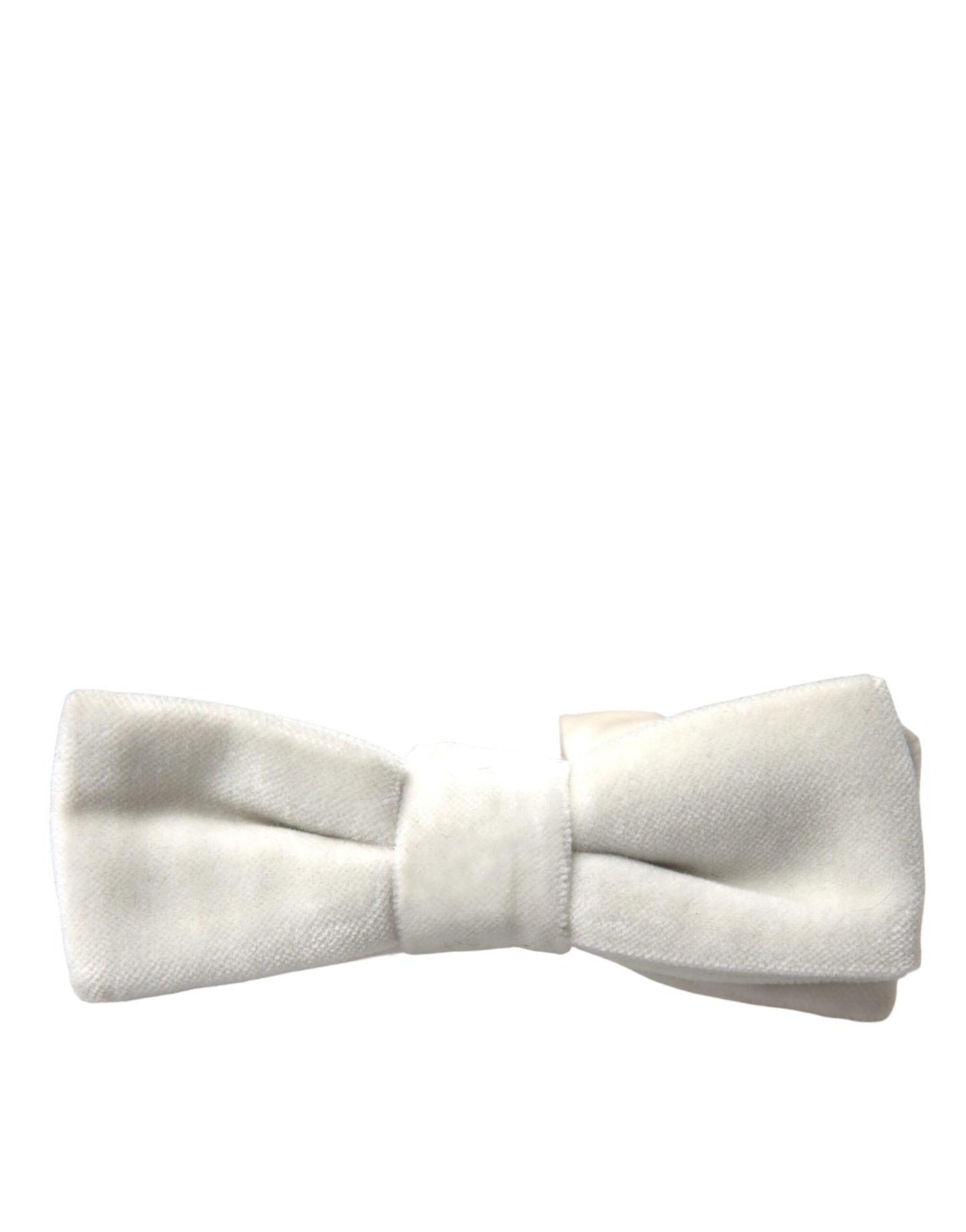 Dolce & Gabbana White Suede Cotton Adjustable Neck Men Bow Tie