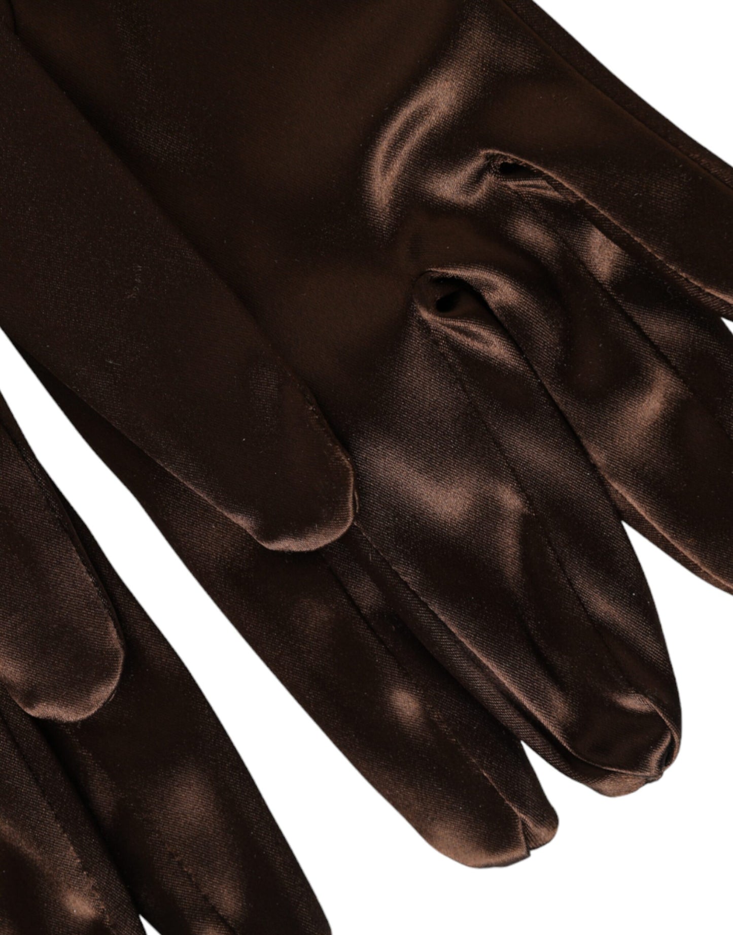 Dolce & Gabbana Brown Acetate Satin Elbow Length Gloves