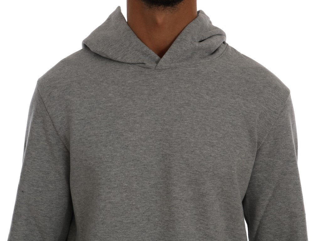 Daniele Alessandrini Sophisticated Gray Cotton Hooded Sweater