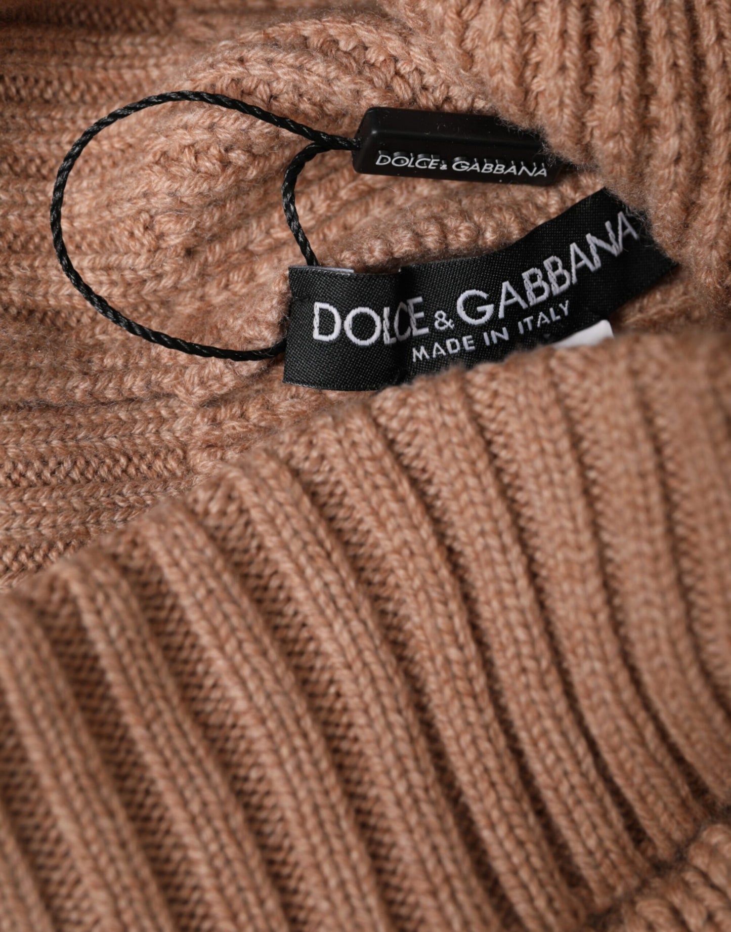 Dolce & Gabbana Brown Solid Knitted Fur Ball Winter Beanie Hat