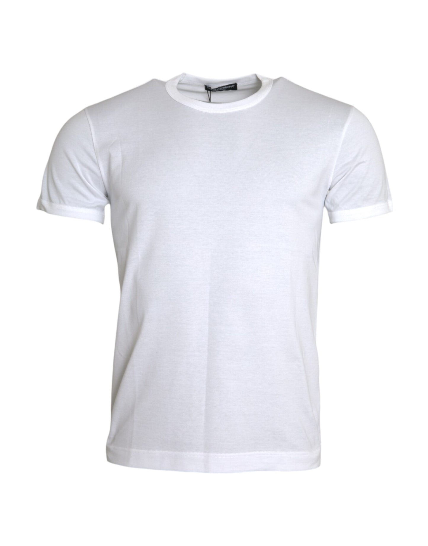 Dolce & Gabbana White Cotton Round Neck Short Sleeve T-shirt