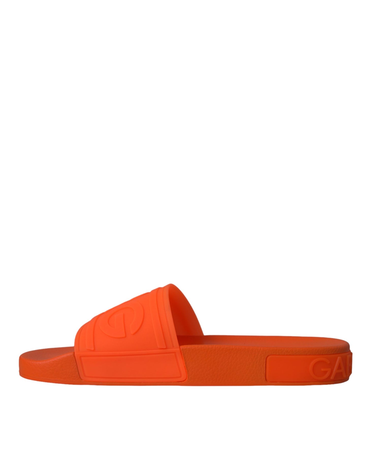 Dolce & Gabbana Orange Rubber Slides Sandals Beachwear Shoes