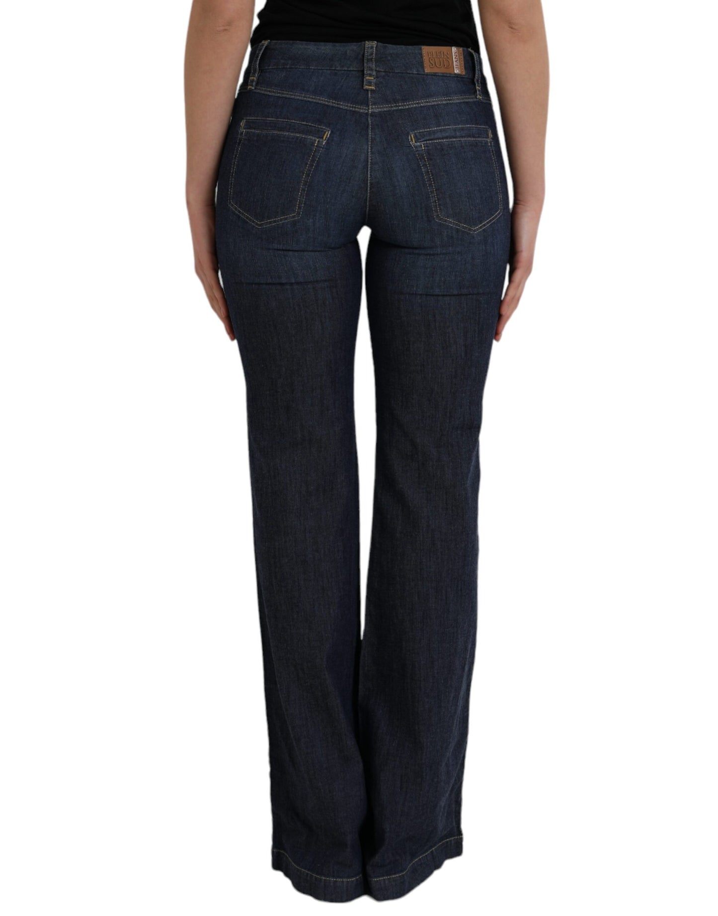 PLEIN SUD Dark Blue Cotton Bootcut Denim Jeans