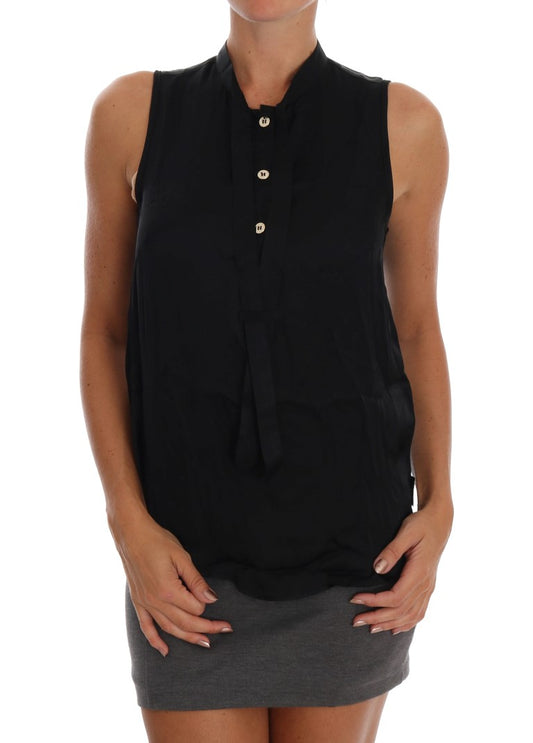 Versace Jeans Chic Sleeveless Black Shirt Blouse