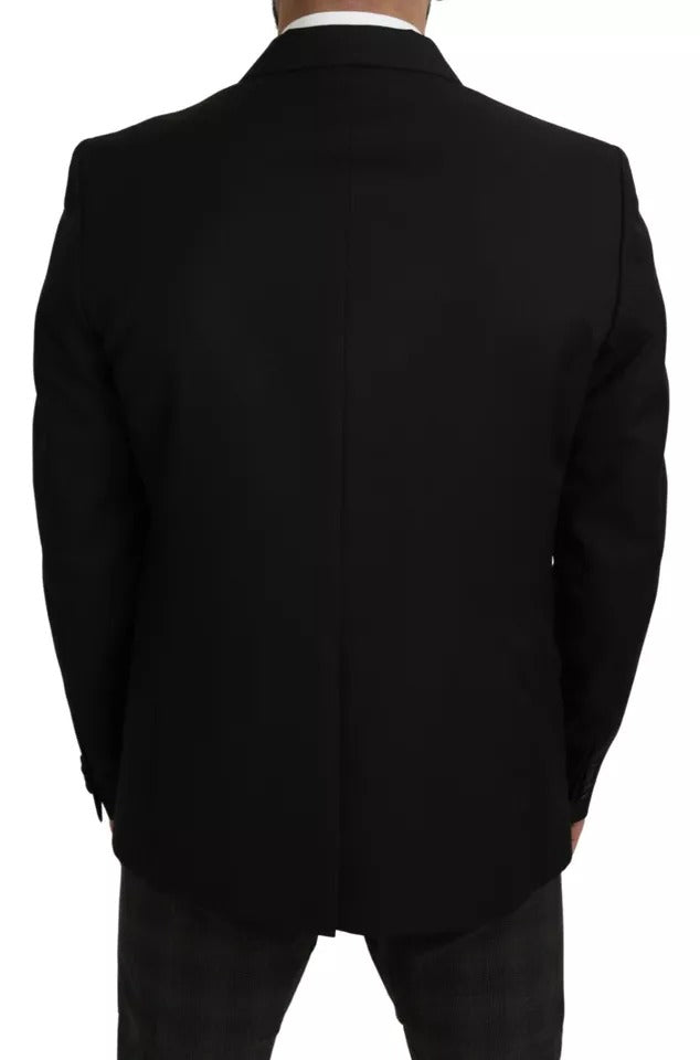 Dolce & Gabbana Black Wool Slim Fit Notch Jacket Blazer