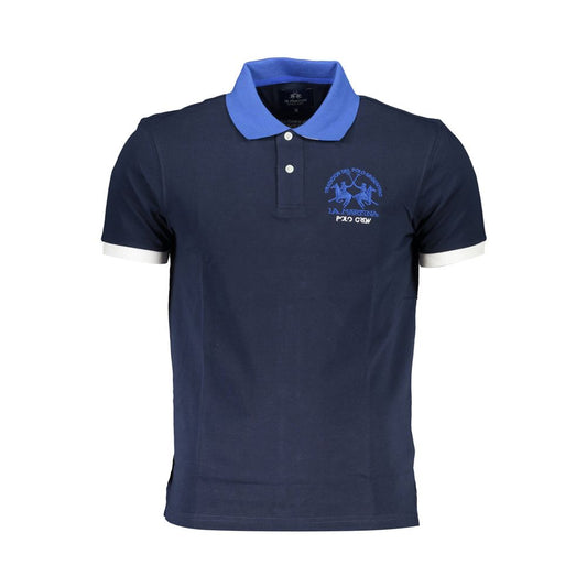 La Martina Blue Cotton Men Polo Shirt