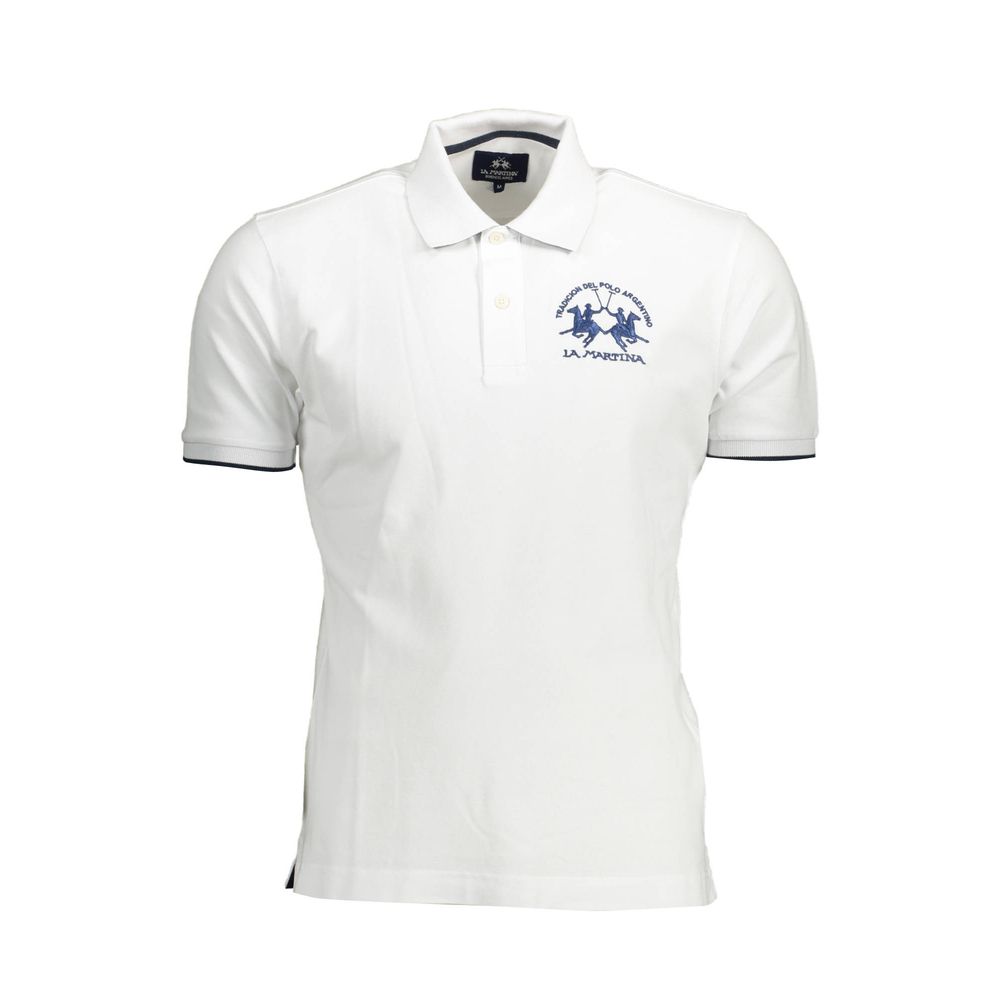 La Martina Elegant Short-Sleeved White Polo for Men