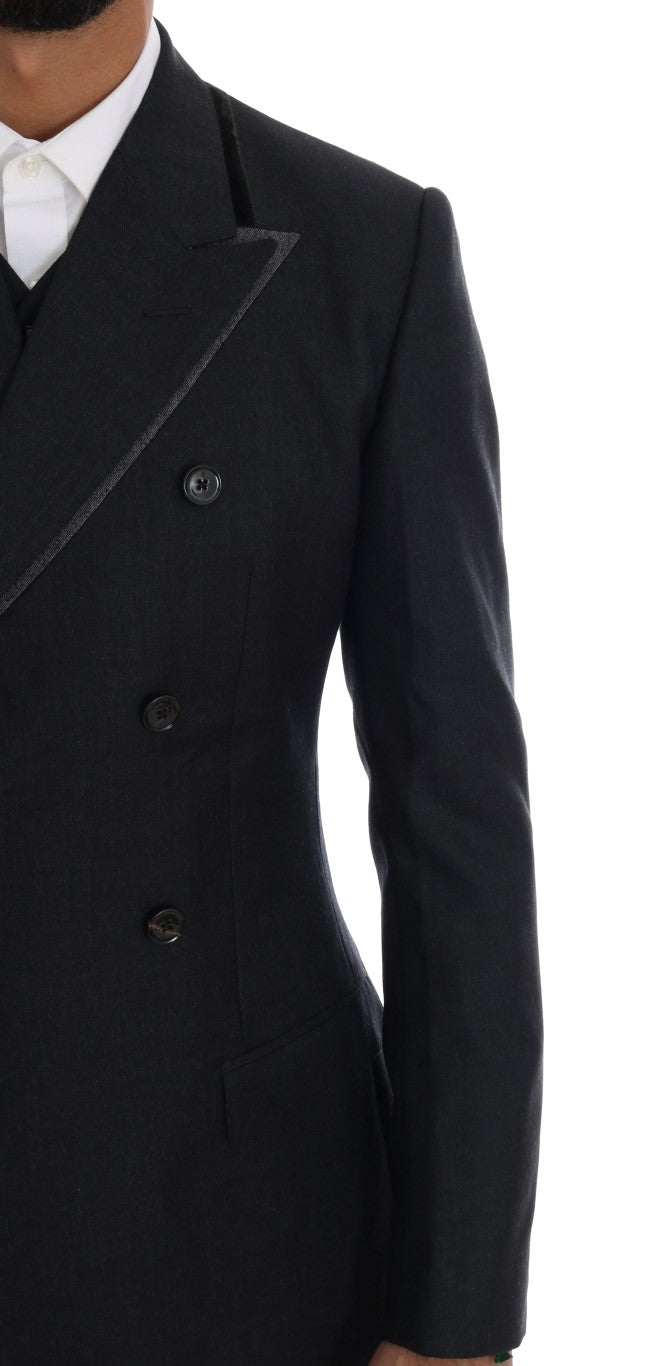 Dolce & Gabbana Elegant Gray Double Breasted Wool Suit