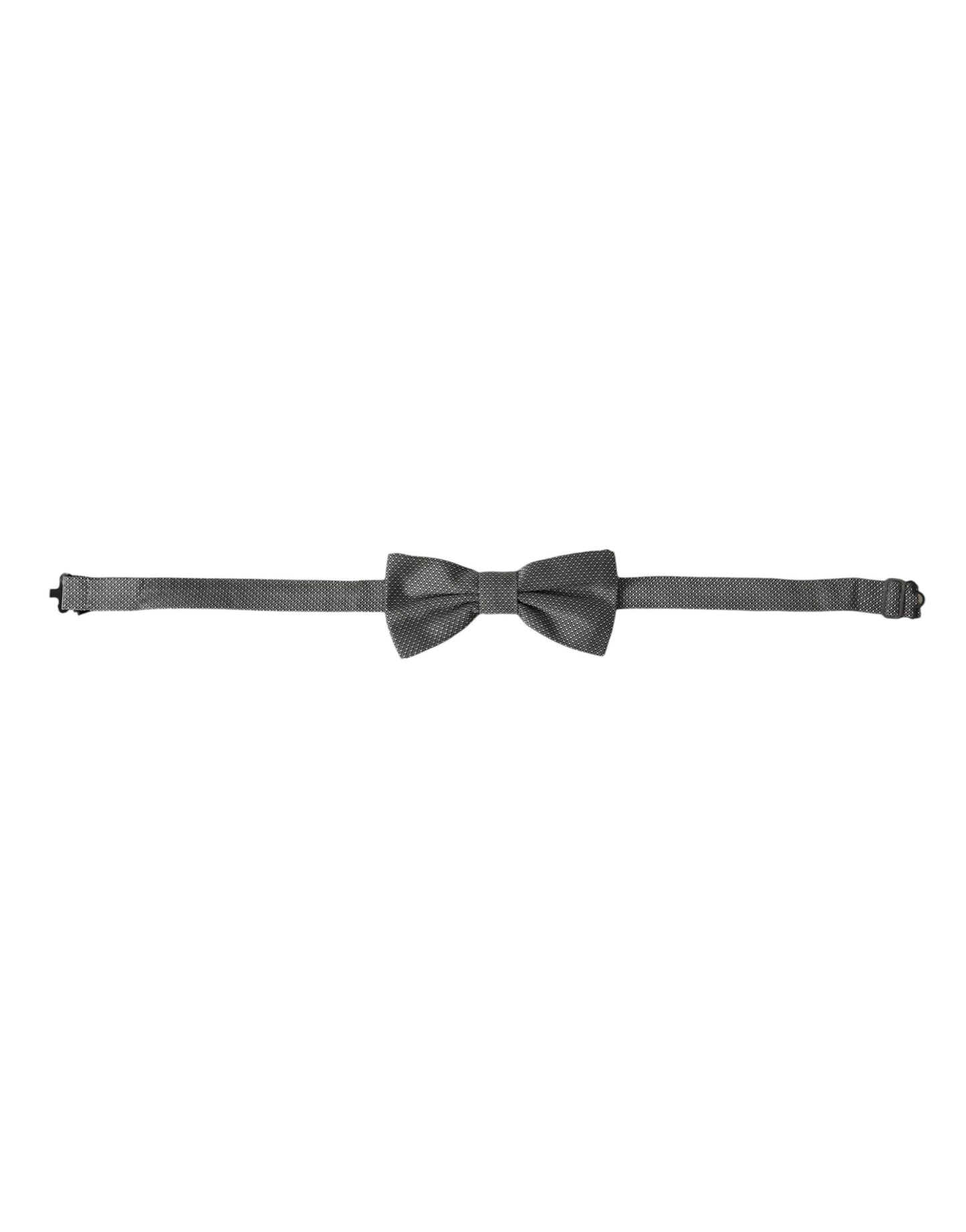 Dolce & Gabbana Gray Silk Patterned Adjustable Neck Men Bow Tie