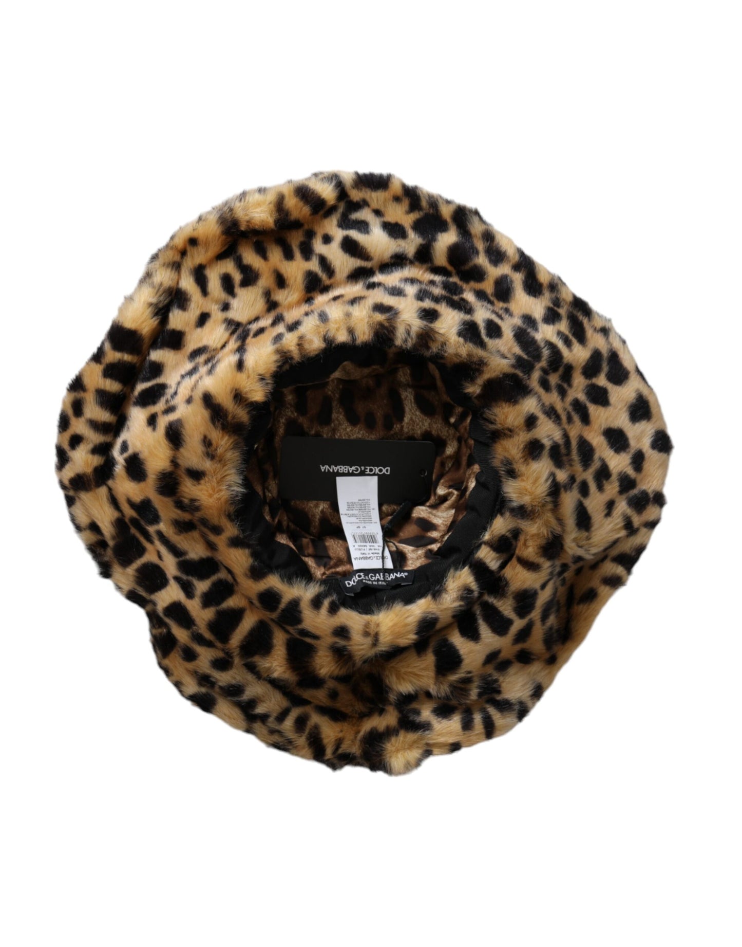 Dolce & Gabbana Brown Leopard Fur Women Bucket Hat