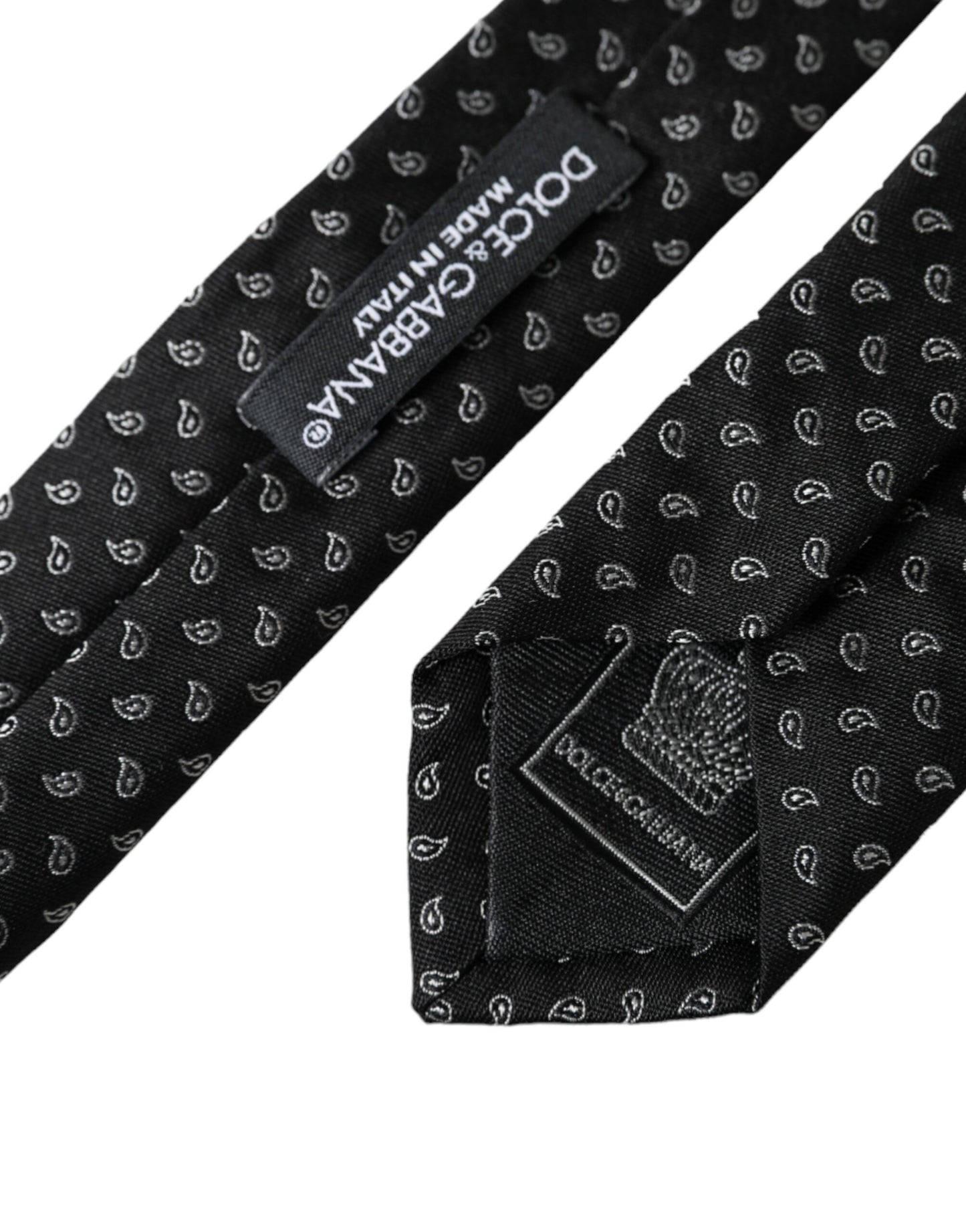 Dolce & Gabbana Black Jacquard Patterned Silk Adjustable Men Tie