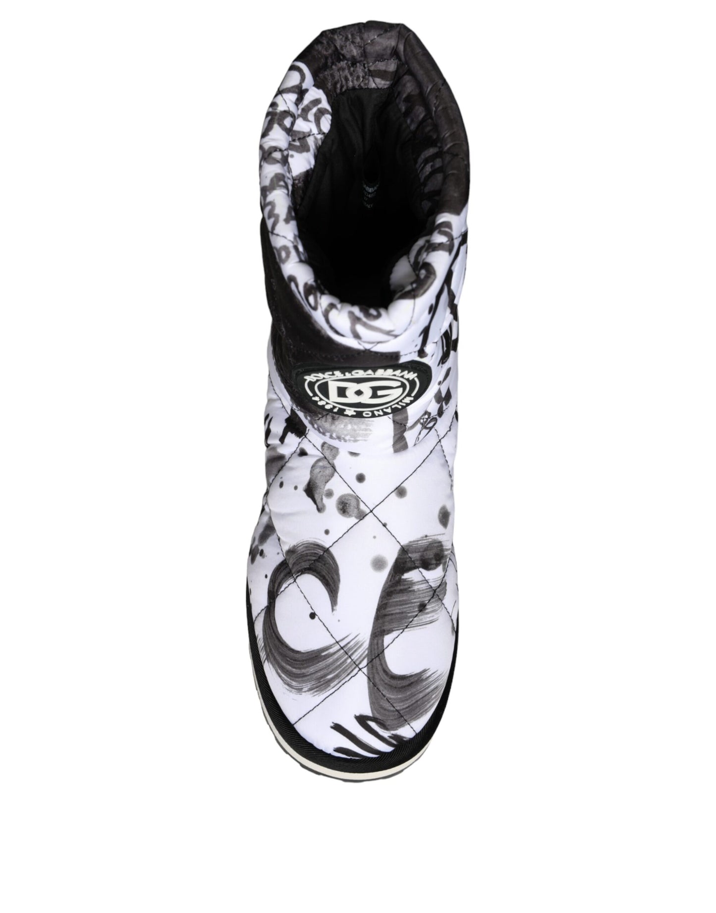 Dolce & Gabbana White Padded Logo Print Mid Calf Boots Shoes