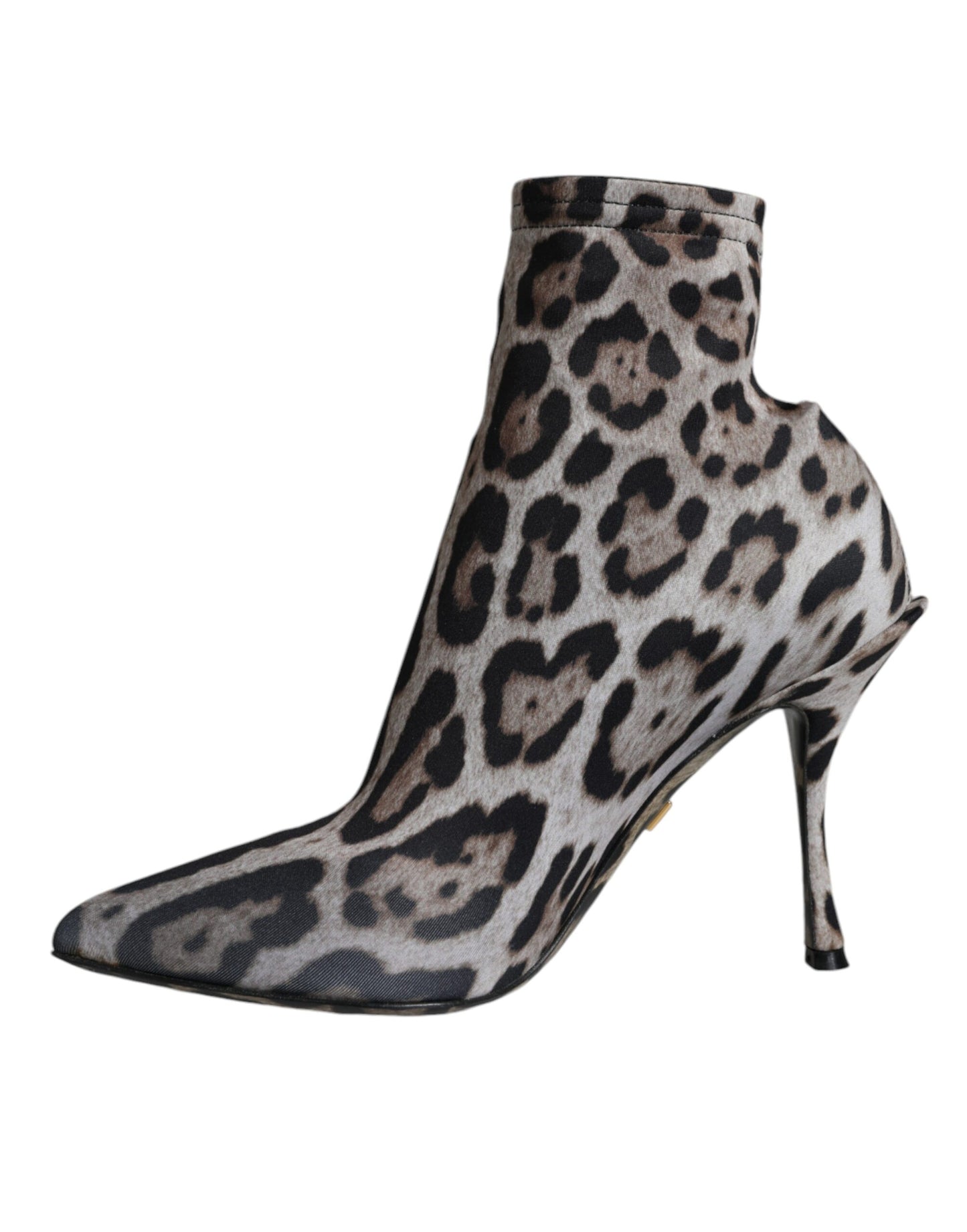 Dolce & Gabbana Gray Leopard Stretch Heels Ankle Boots Shoes