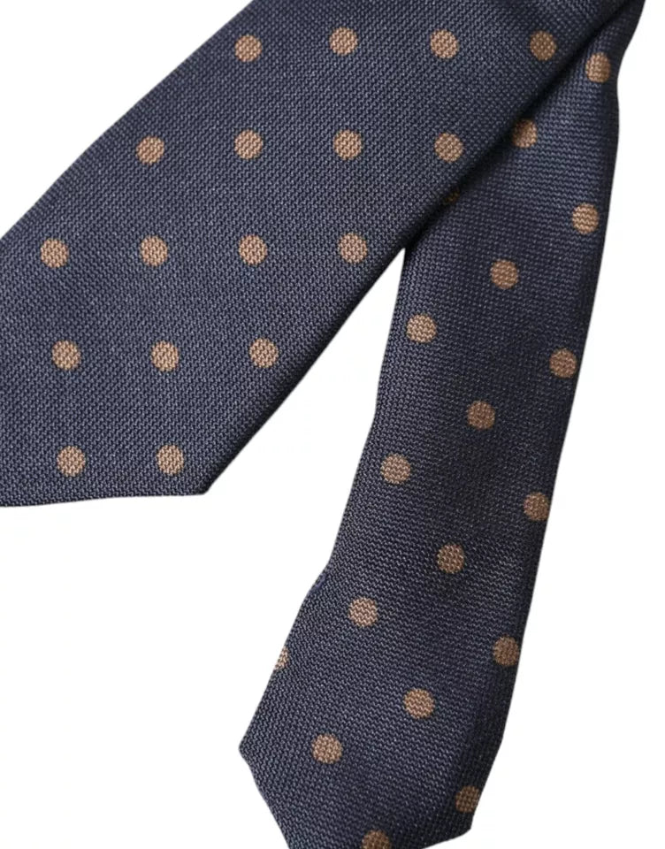 Dolce & Gabbana Black Dotted Fantasy Silk Adjustable Men Tie