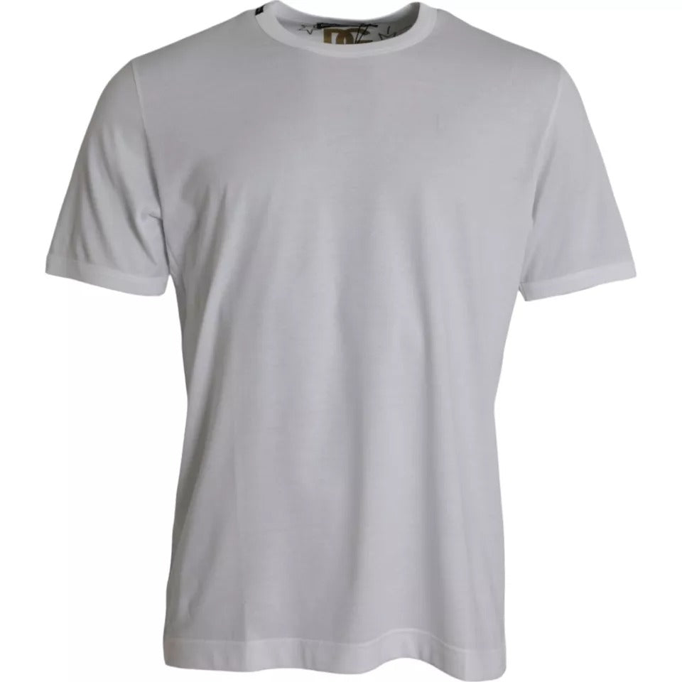 Dolce & Gabbana White Cotton Round Neck Short Sleeves T-shirt