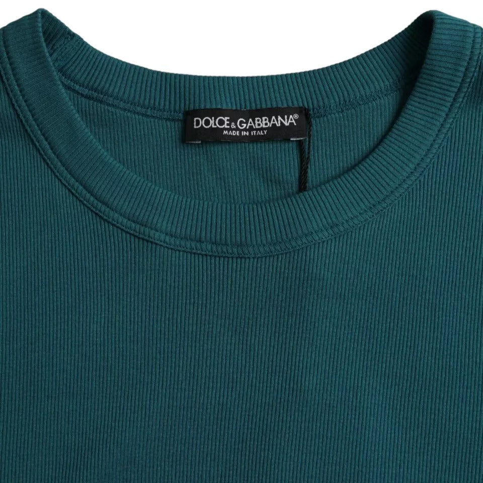 Dolce & Gabbana Blue Green Cotton Round Neck Short Sleeves T-shirt