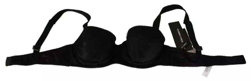 Dolce & Gabbana Black Silk Lace Balconcino Bra Underwear