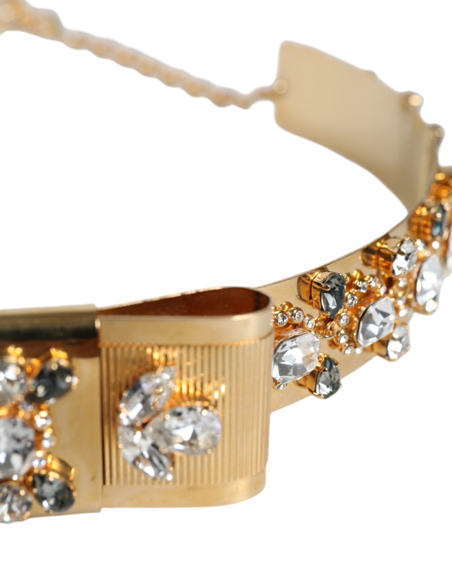 Dolce & Gabbana Gold Tone Crystal Embellished Women Waist Chain Belt