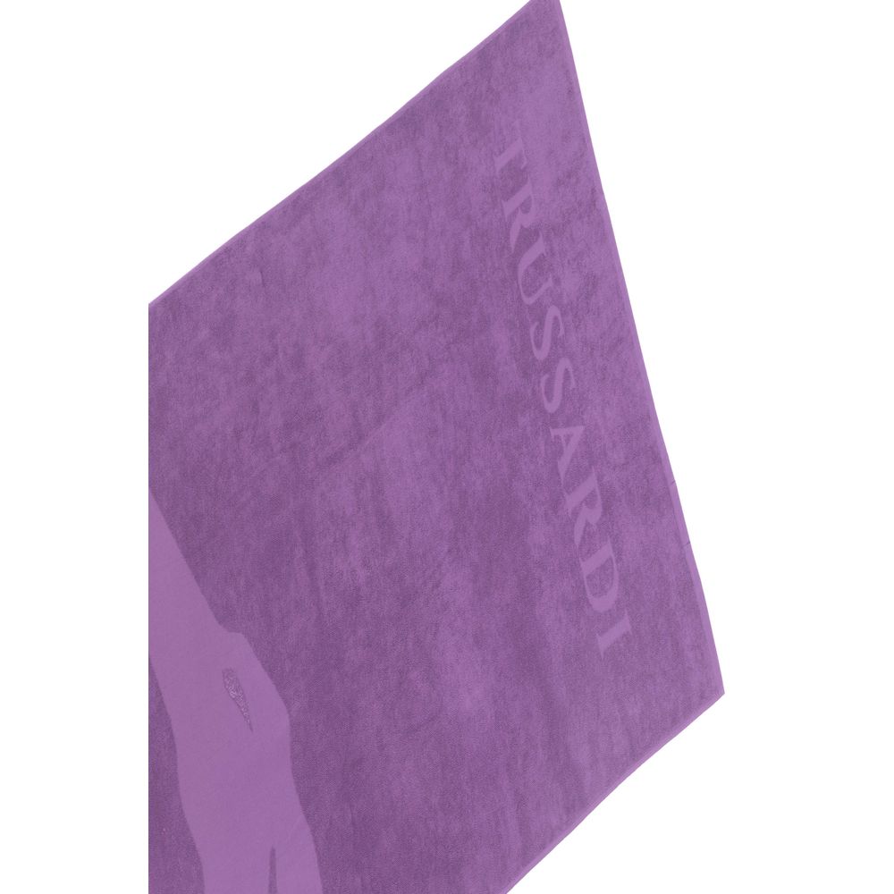 Trussardi Beachwear Purple Cotton Men Beach Towel