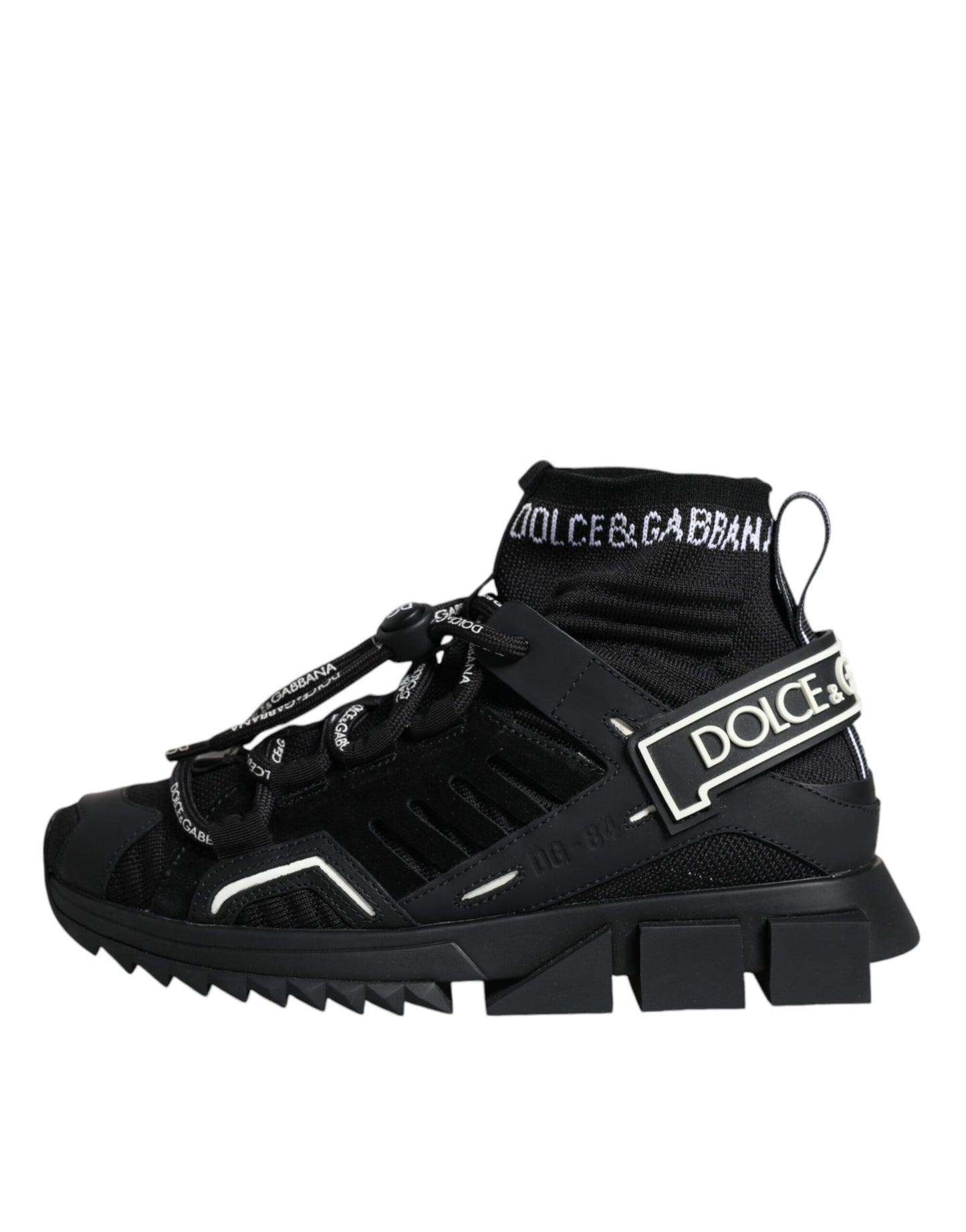 Dolce & Gabbana Black Sorrento Socks Logo Sneakers Shoes