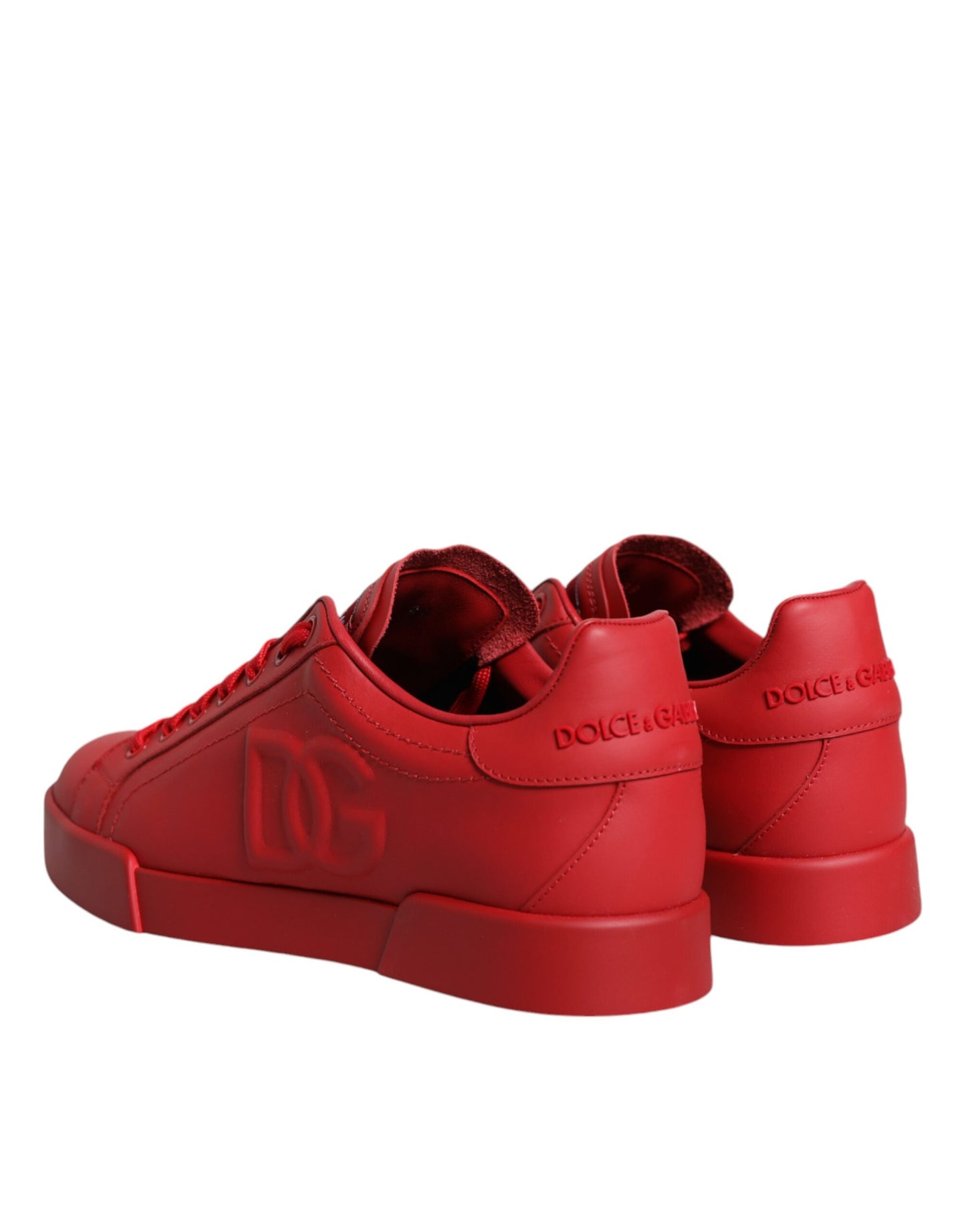 Dolce & Gabbana Red Leather Low Top Women Sneakers Shoes