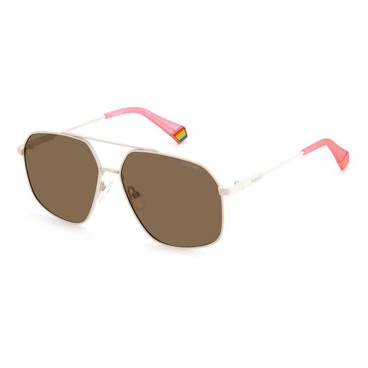 Polaroid Beige Stainless Steel Sunglasses