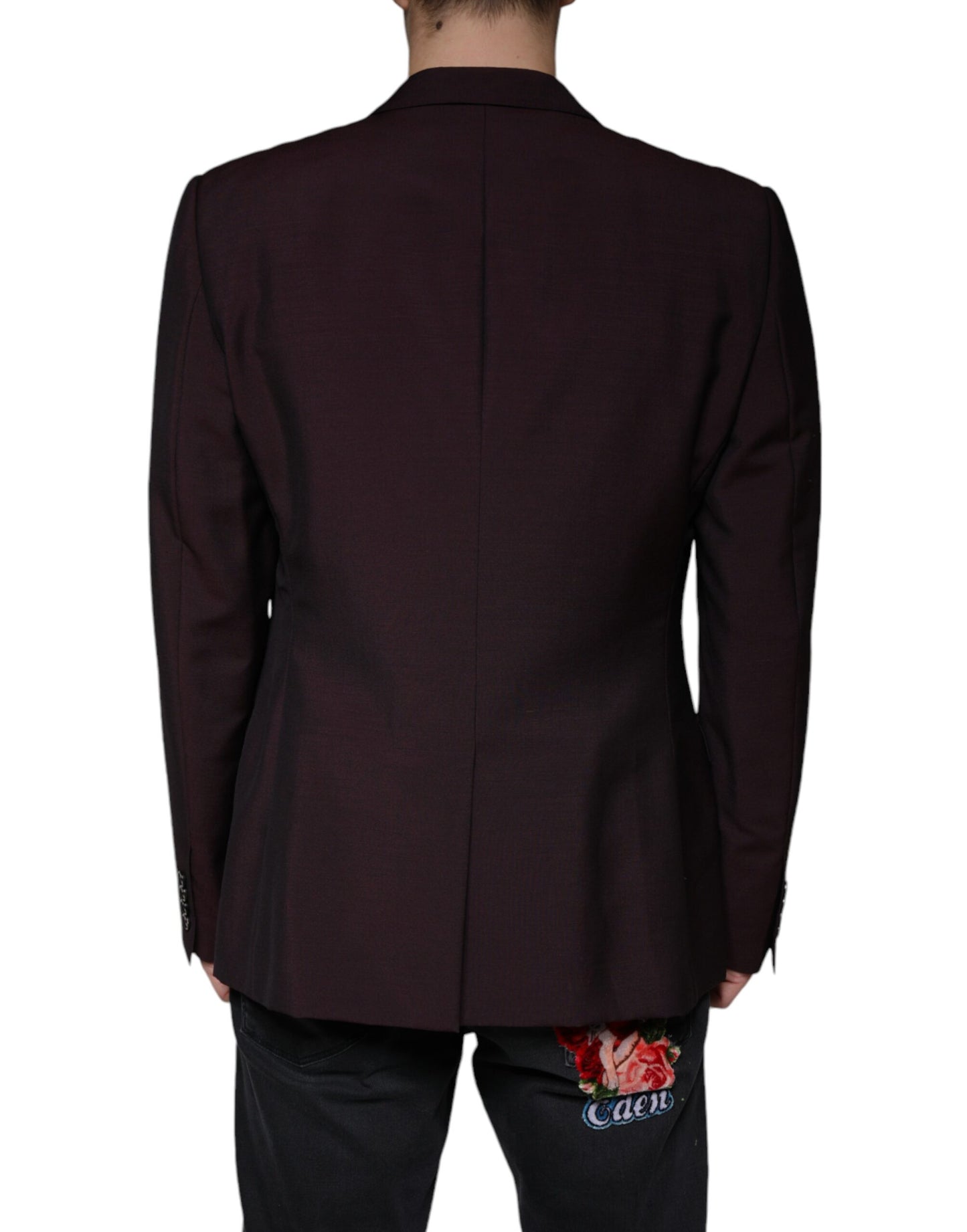 Dolce & Gabbana Bordeaux Wool Single Breasted Dress Blazer