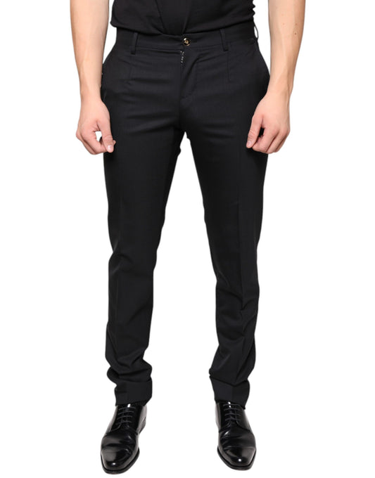 Dolce & Gabbana Black Wool Skinny Men Dress Pants