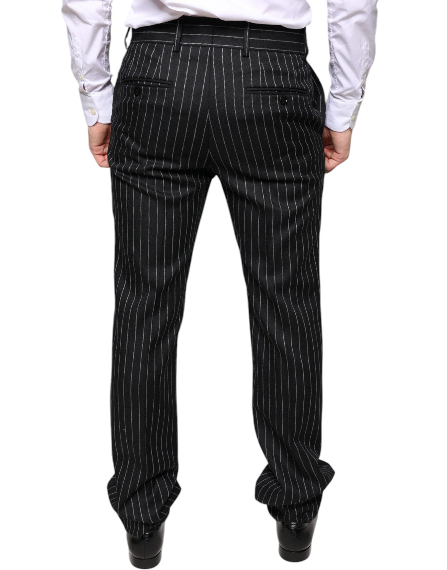 Dolce & Gabbana Black Stripes Skinny Men Dress Pants