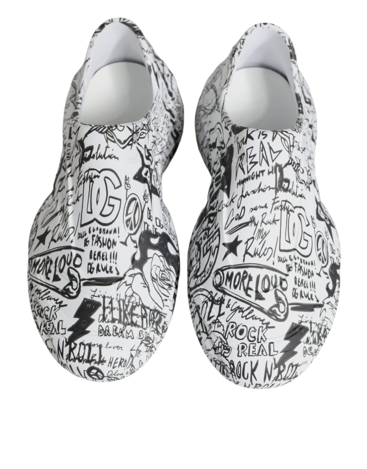 Dolce & Gabbana White Black Graffiti Daymaster Sneakers Shoes