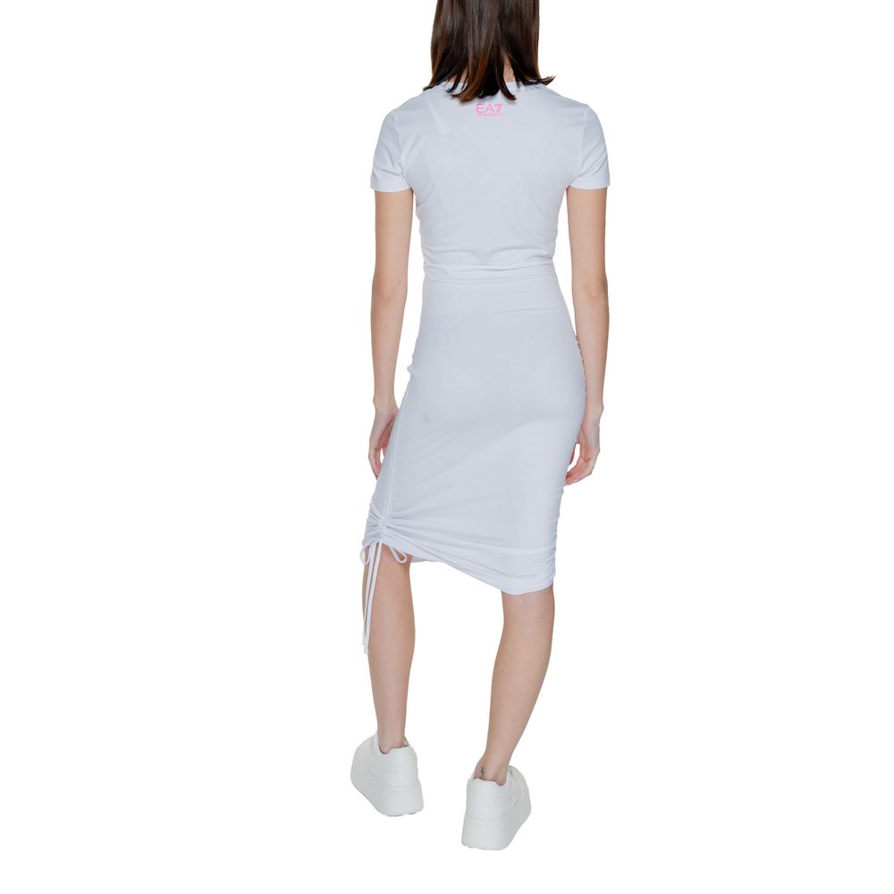 EA7 Emporio Armani White Cotton Dress