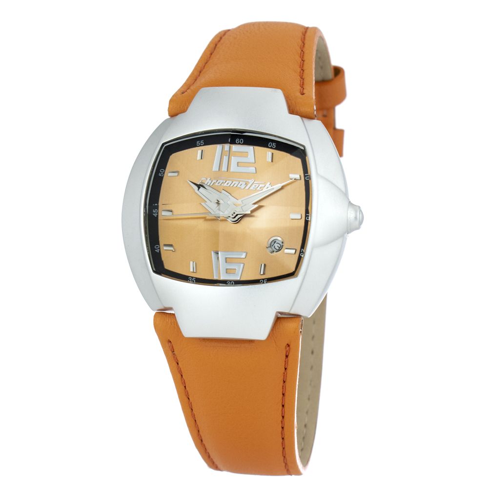 Chronotech Orange Leather Watch