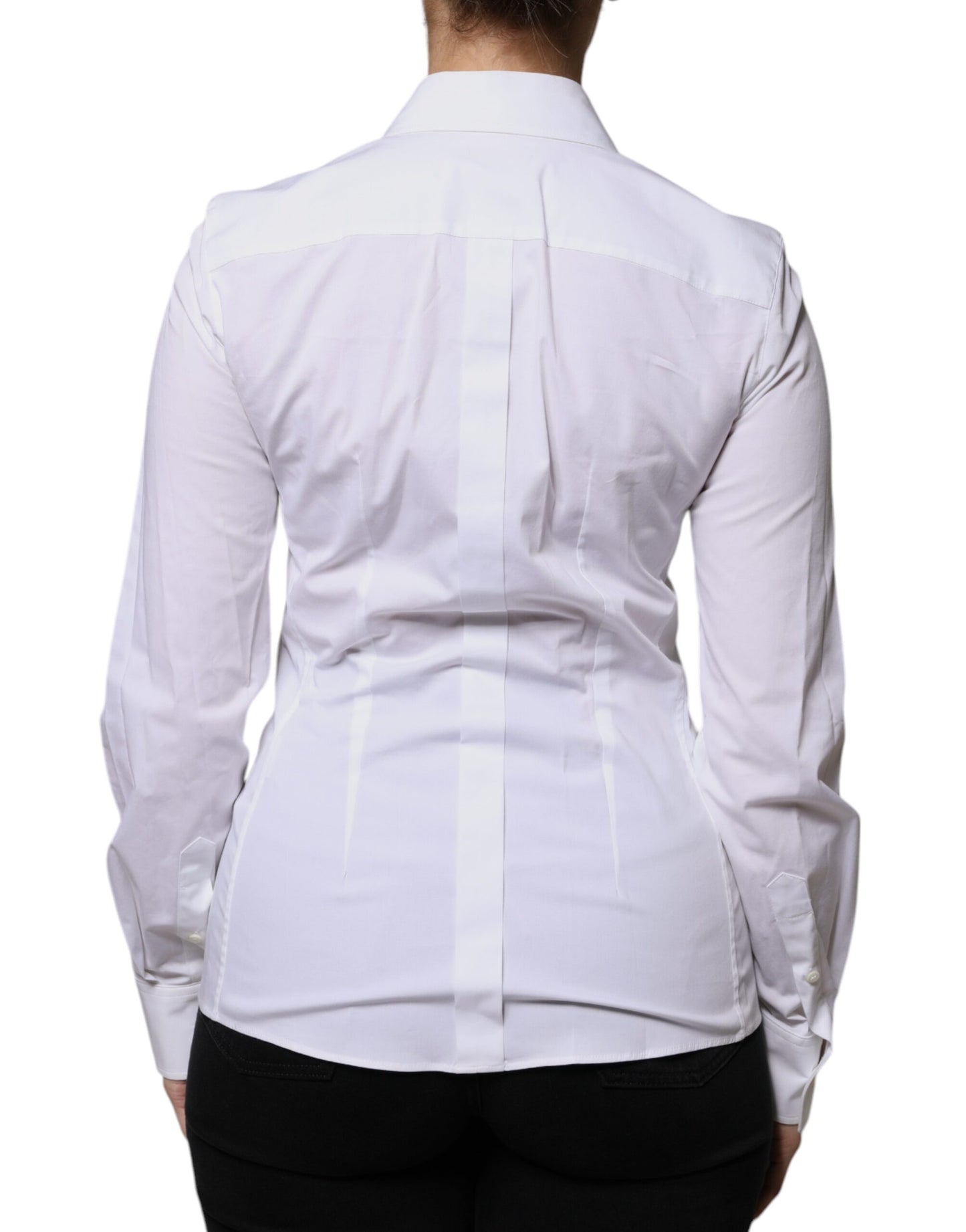 Dolce & Gabbana White Cotton Collared Long Sleeves Shirt Top