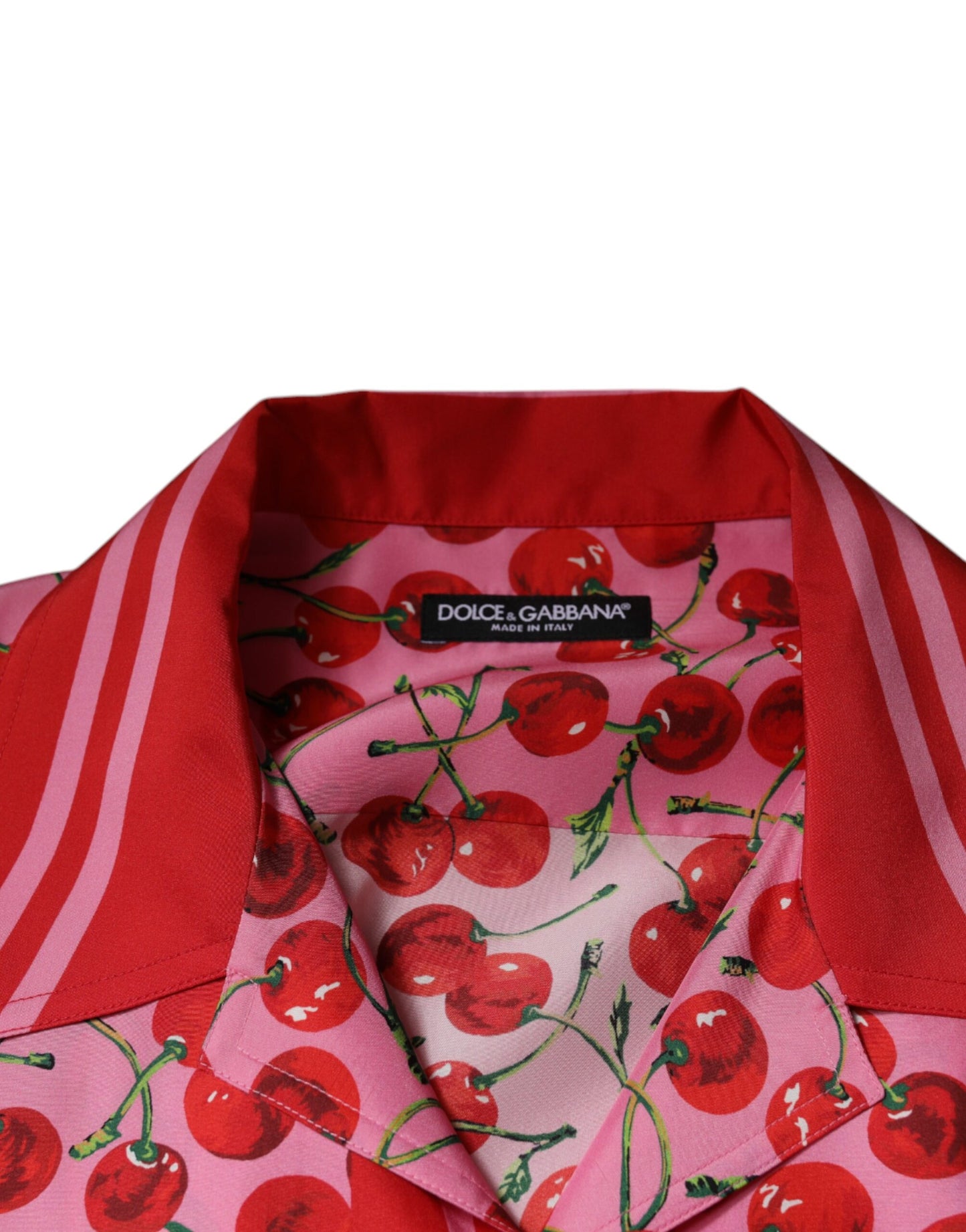 Dolce & Gabbana Pink Cherry Silk Button Down Casual Shirt