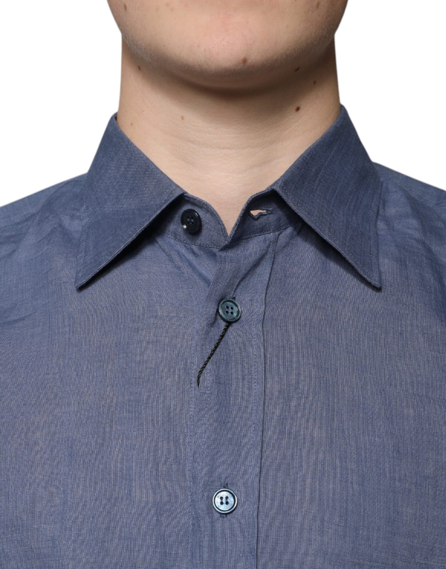 Dolce & Gabbana Blue Logo Long Sleeve Button Down Casual Shirt