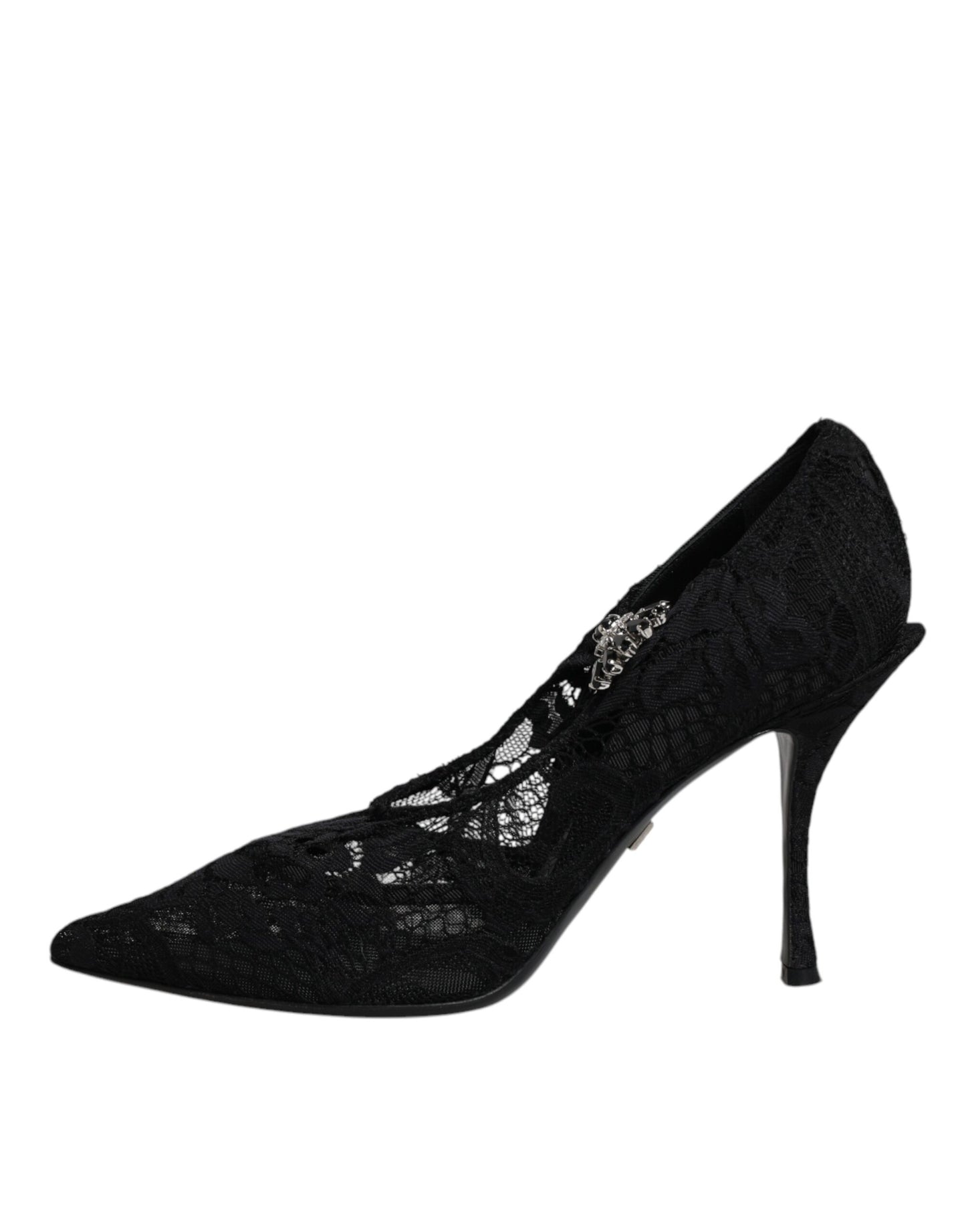 Dolce & Gabbana Black Lace Crystals Mary Jane Pumps Shoes