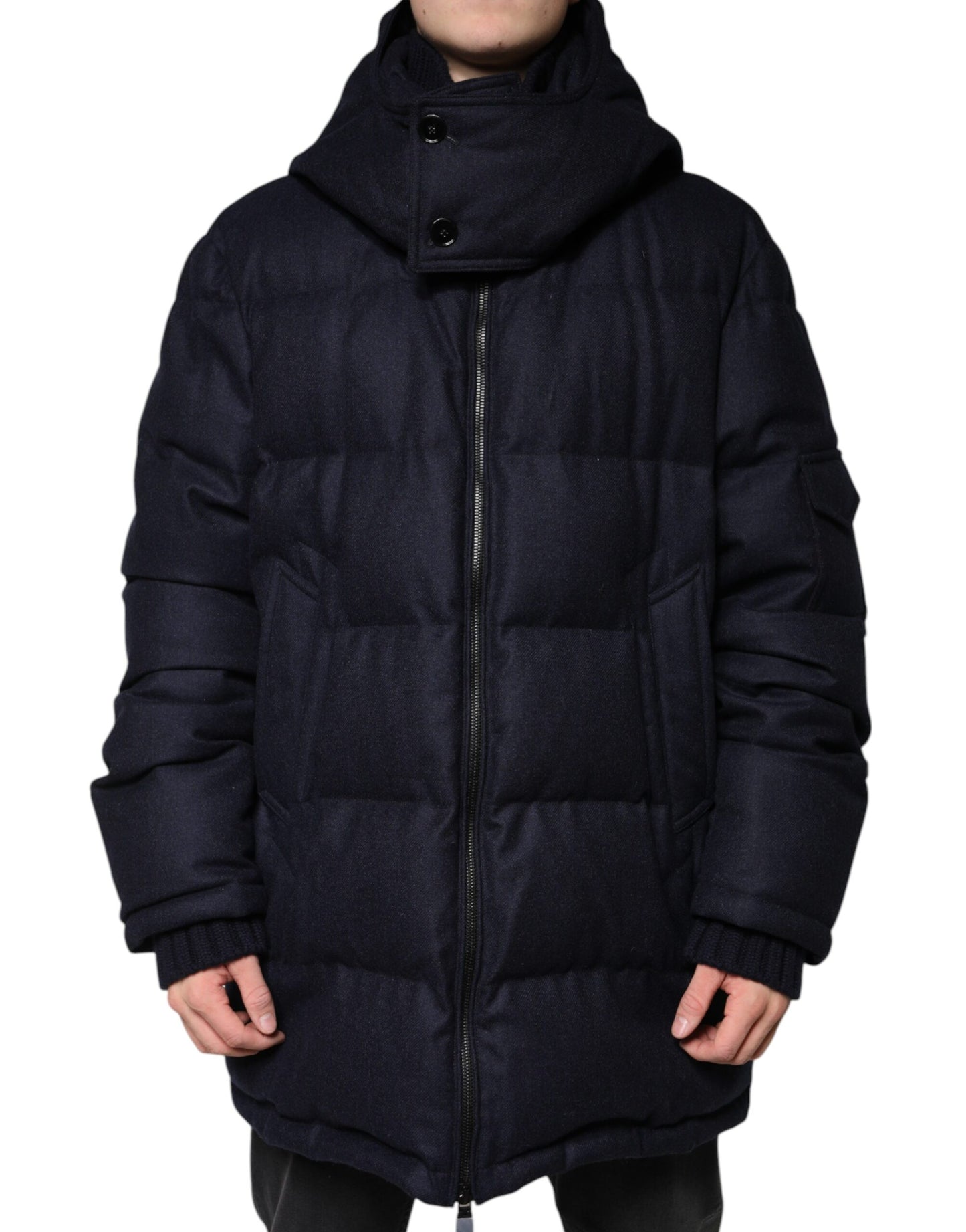 Dolce & Gabbana Black Nylon Hooded Puffer Men Coat Jacket