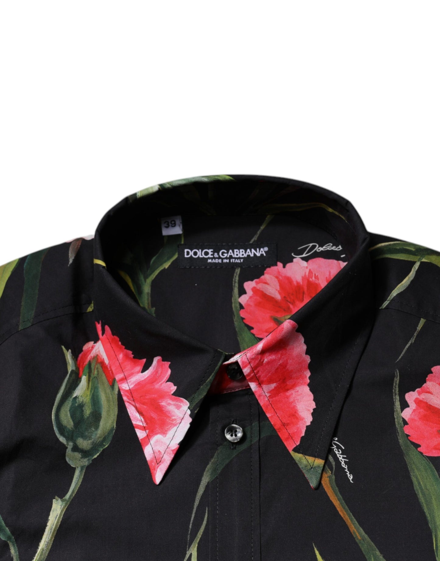 Dolce & Gabbana Black Floral Cotton Formal Men Dress Shirt