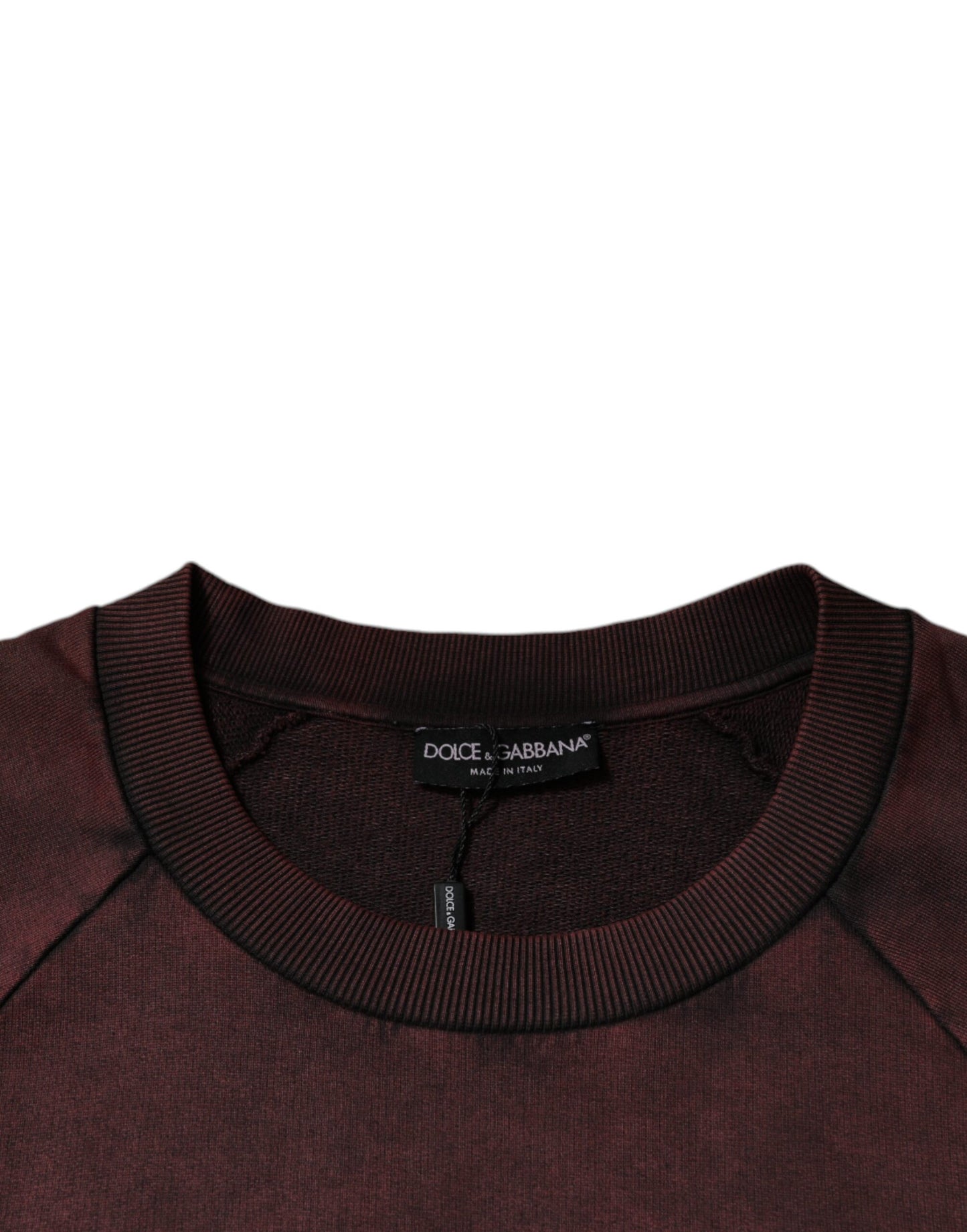 Dolce & Gabbana Brown Logo Cotton Crew Neck Pullover Sweater