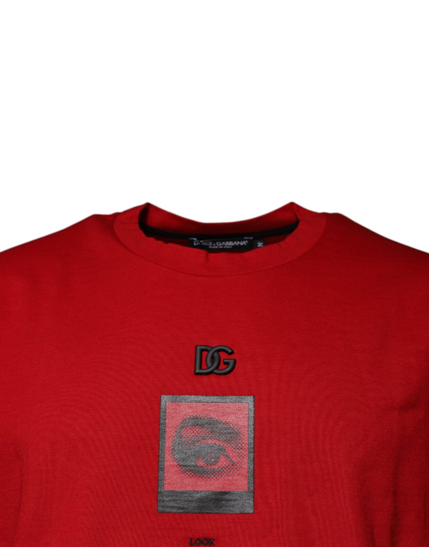 Dolce & Gabbana Red DG Eye Cotton Crew Neck T-shirt