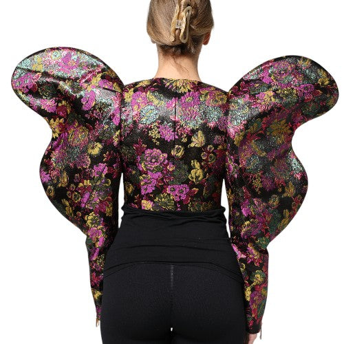 Dolce & Gabbana Multicolor Floral Jacquard Cropped Jacket